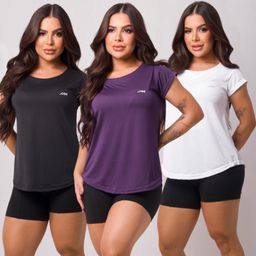 Kit 3 Camiseta Academia Feminina Dry Fit Treino Blusa Caminhada Treino Musculação