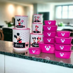 Kit de mantimentos plástico 5 peças + Kit 10 peças Minnie
