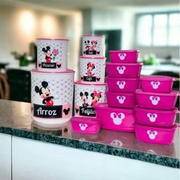 Kit de mantimentos plástico 5 peças + Kit 10 peças Minnie