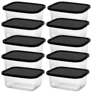 Kit 10 Potes Transparentes 500ml Marmitas Fitness Microondas Freezer Organizador Alimentos