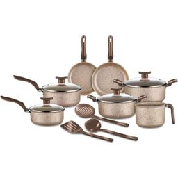 Jogo de Panelas 10 Peças Antiaderente Tampa De Vidro Conjunto Vanilla Bianco Teflon Durável