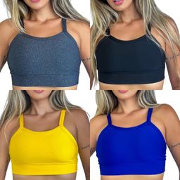Kit 3 Tops Cropped  Academia Com Forro Confortável Estampas e Cores Diversas