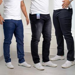 Kit 3 Calça Masculina Jeans Slim Premium Preto Azul Masculino Homem Casual