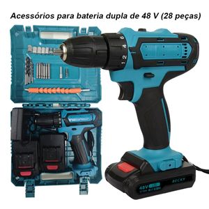 Parafusadeira Furadeira 48V - Kit Completo c/ 2 Baterias, Maleta e Acessórios