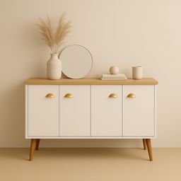 Aparador Buffet E&A 4 Portas com Pés Retro Cantinho Do Café - Cor