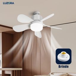 Ventilador de Teto com Luz Silencioso Controle Remoto Economica E27 Instalação Fácil LED Bivolt