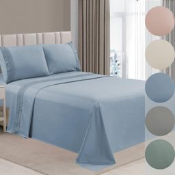 Jogo de Cama Queen 4 Peças Toque Acetinado Super Macio Com Renda Habitat