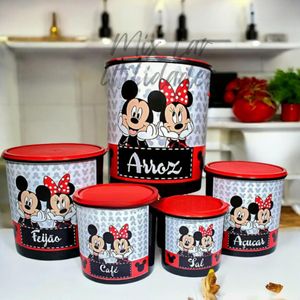 Kit de potes mantimentos 5 peças plástico porta mantimentos para cozinha