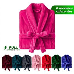 Roupão Microfibra Plush Adulto Unissex Frio Inverno Super Macio Com Bolso e Faixa Várias Cores
