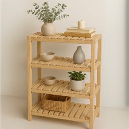 Estante Prateleiras de Madeira com 4 Prateleiras Pinus Maciço Armário Cozinha Sapateira