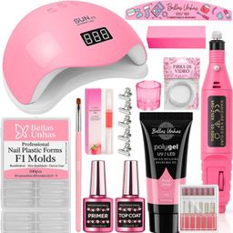 Kit Alongamento de Unha Polygel Poligel Cabine Estufa Lixadeira Elétrica Molde F1 - Envio Imediato