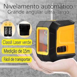 Nível a Laser Verde Autonivelante 2 Linhas 20m Horizontal e Vertical Portátil Profissional