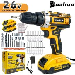 【110V/220V】26V Parafusadeira Furadeira Sem Fio Com Completo Acessórios Caixa de Papelão Bivolt.