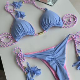 Biquini Feminino Novo Estilo Biquíni Especial Tecido Sólido Trançado de Corda Multicolor Bikini