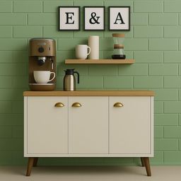 QUEIMA DE ESTOQUE - Aparador Buffet E&A 3 Portas com Pés Retro Cantinho Do Café