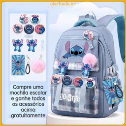Stitch Large Capacity Children's Light mochila meninas luz mochila impermeável computador EOEC
