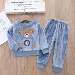 0-6 Anos De Idade Pijama Infantil De Pelúcia Confortável Conjunto De Casa Quente