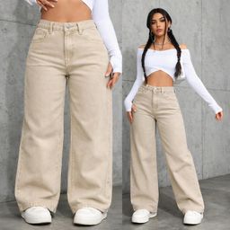 Calça Wide Leg Jeans Marmorizada Premium Levanta Bumbum Cintura Alta Perna Larga Calça Pantalona