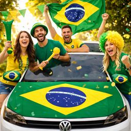 Kit Copa do Mundo Brasil Carro Capa de Retrovisor Bandeira Capo Bandeirinha janela Verde Amarelo