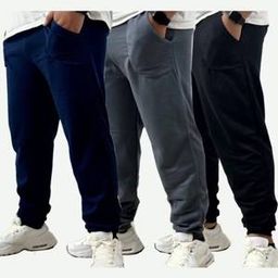 Kit 2 Calça Moletom Masculina Com Punho E Elastico Peluciada Muito Confortavel Com Forro