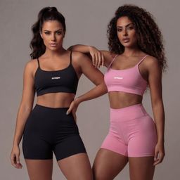 Conjunto Academia Shorts Rosa Preto Top Alcinha Treino Zero Transparência Suplex