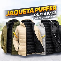 Jaqueta Puffer Dupla Face Masculina Bobojaco Impermeável Corta Vento Inverno
