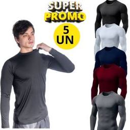 Kit 05 Camisetas Proteção Solar UV Blusa Malha Fria Segunda Pele Camisa Térmica Masculina Academia