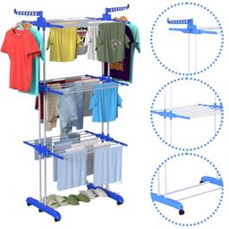 Varal De Chão Roupa Reforçado Grade 3 Andares Dobrável Portátil