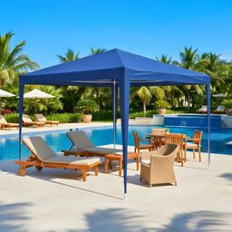 Tenda Gazebo Sanfonado 3x3 retrátil Articulado Azul Praia com Bolsa Piscina Camping