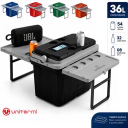 Super Caixa Termica Cooler Multifuncional 36 L Jurere Mesa Retrátil Embutidas Dobravel Camping Praia