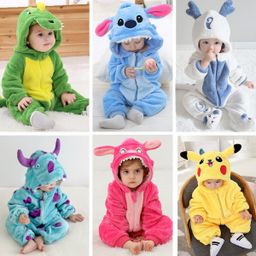 Macacão Stitch De Bebê One Piece Kigurumi Newborn baby Jumpsuit Pikachu Dinosaur Sullivan Halloween Costume Bodysuit