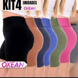 Kit 4 Shorts Legging Feminino Meia Coxa Cintura Alta Bermuda Zero Transparência