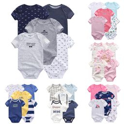 kiddiezoom 5 Pcs 100% Algodão Bebê Meninos Meninas Bodysuit Roupas Bonito Dos Desenhos Do Bebê