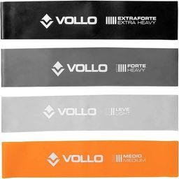 Vollo Sports Conjunto de Mini Faixas De Exercicio, Cinza Claro/Laranja/Cinza Escuro/Preta (pacote de 4)