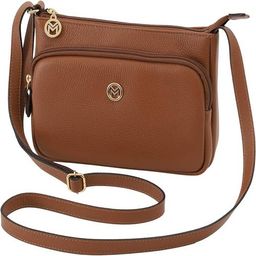 Bolsa Feminina Couro Alça Transversal Mariart Bolso Frontal Zíper Rosalina