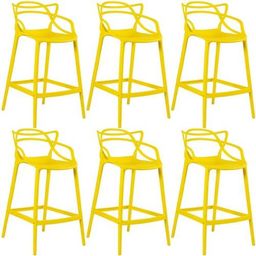 Loft7 Home Decor, Kit 6 Banquetas Altas Masters Allegra 76 cm - Amarelo