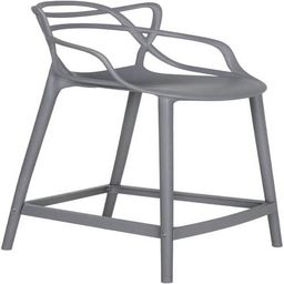 Loft7, Banqueta Design Allegra Altura Média 66 cm Polipropileno Injetado Alta Densidade Sala De Jantar Cozinha Jantar Bar Jardim Varanda Cinza Escuro